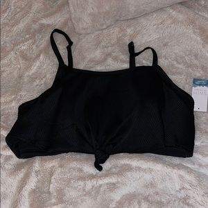 Lane Bryant Black Ribbed Swim Top
